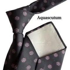 Aquascutum アクアスキュータム　黒ドット柄 小紋柄シルク ネクタイ