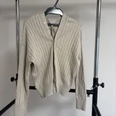 FRAY.IDリブニットカーディガン ベージュ