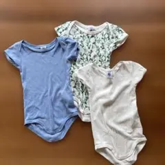プチバトーPETITBATEAUコットンロンパース3枚セット 12M