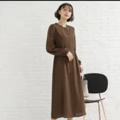 ブラウン シャツワンピース 長袖