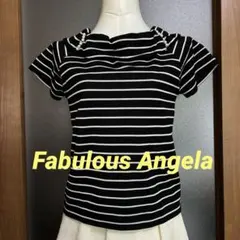 Fabulous Angela パール付き ロールカラー　ボーダー 半袖トップスのサムネイル