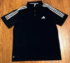 【adidas】ゴルフウェア ポロシャツ ブラック(Lサイズ)