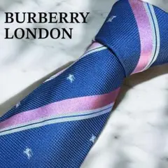 バーバリー ロンドン ネクタイ レジメンタル ホースロゴ ブルー ピンク メンズ