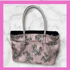 《値下げ》花柄ピンクトートバッグ