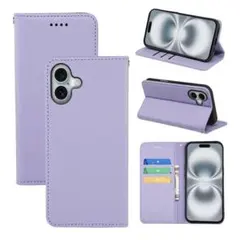iPhone16 ケース 手帳型 PUレザー カード収納 パープル　紫