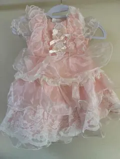 ピンク フリル レース ベビードレス 90