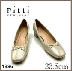 Pitti ピッティ　パンプス　スクエアトゥ　ゴールド　太ヒール　1386のサムネイル