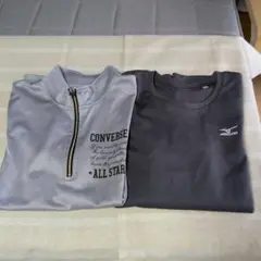 CONVERSE ハーフジップ Tシャツ L ライトグレー