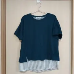 ❀中古❀Francaise 半袖カットソー ストライプ切替のサムネイル