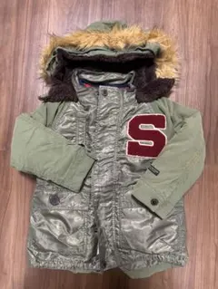 オリーブグリーン ファー付きジャケット S刺繍