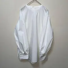 無印良品　ホワイト　長袖　シャツ　ゆったり　カジュアル　シンプル　綿混紡　M