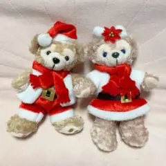 【2体セット】ダッフィー シェリーメイ クリスマス ぬいぐるみバッジ ディズニー