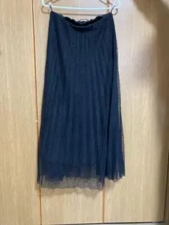 ドットチュールプリーツロングスカート