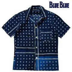 【BLUE BLUE】アンカーパターン　バンダナシャツ　ハンドプリント　開襟のサムネイル