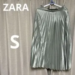 ZARA ライトグリーン プリーツスカート