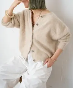 2603116 Omekashi ファーカシミヤ2WAYカーディガン アイボリーのサムネイル
