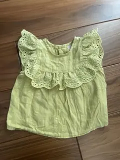 プティマイン　ライトイエロー フリル トップス