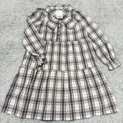 新品　メゾピアノジュニア　ティアードチェックワンピース　140