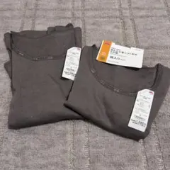 ２枚　あたたか裏ソフト起毛　5分袖　8分袖　S 高齢者向　チャコールグレー