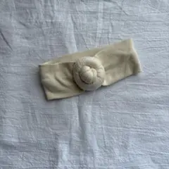 リブ編みクリーム色ヘアバンド