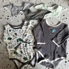 長袖ロンパース（2枚セット）+スタイ（3枚セット）