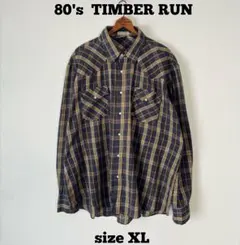 80's TIMBER RUN ウエスタンシャツ　長袖シャツ　チェックシャツ