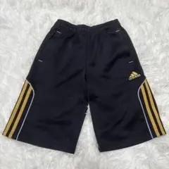 adidas アディダス ジャージ ハーフパンツ ショートパンツ 黒×金 140