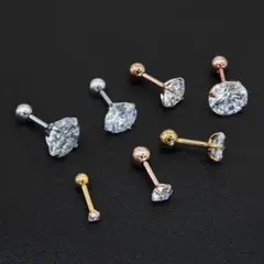 ステンレス☆キラキラ ボディピアス 片耳 ステンレス ワンポイント ねじピアス