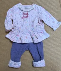 キムラタン　クーラクール　ゆめかわ柄のセットアップ　トレーナーとズボン　70