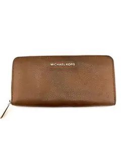 MICHAEL KORS ブラウンレザー ラウンドファスナー 長財布