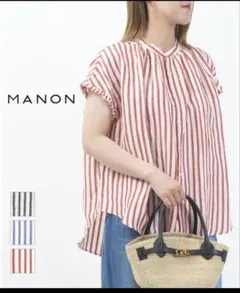 MANON マノン ストライプアミカルシャツ ブラウス コットン リネン 