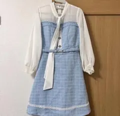 デイジーストア 青と白のツーピースドレス