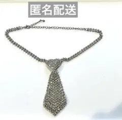 キラキラ　ラインストーンネクタイネックレス