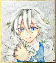 東方project 八雲藍 ファンアート アナログイラスト 色紙 手描き