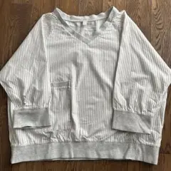 sirone　　ストライプ Vネック 五分袖 Tシャツ