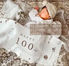 新品 タペストリー HAPPY 100 days 赤ちゃん お祝い 記念 写真