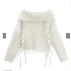 【GRL】レースアップオフショルラメシャギーニットトップス[mb1591]白