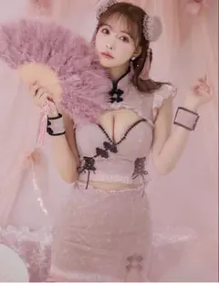 sugar ハロウィン チャイナドレス コスプレ ピンク 4点セット