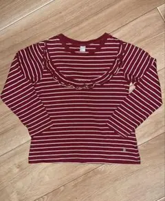 après les cours 赤白ストライプ 長袖カットソー 110