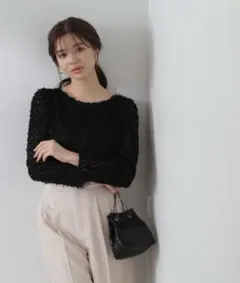 プロポーションボディドレッシング カットジャガードブラウス　ブラックのサムネイル