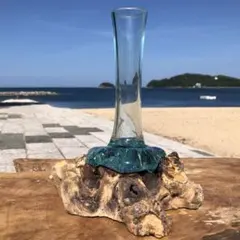 流木ガラスVD オブジェ 花瓶 一輪挿し ドライフラワー バリ島 アート作品