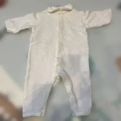 ベビー 長袖 ロンパース キルティング ホワイト　70cm