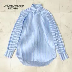 【極美品】トゥモローランド BD シャツ 長袖 ストライプ 38 M ブルー