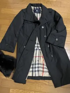 値下　バーバリー　ブラック ダウンコート　トレンチコート風　ノバチェック