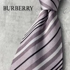 美品 BURBERRY バーバリー ストライプ ネクタイ パープル 薄紫