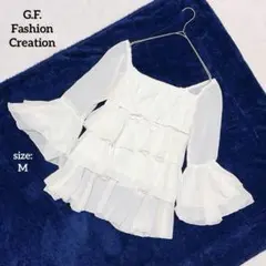トップス フリル袖 七分袖 オフショルダー フリル フェミニン 華やか M