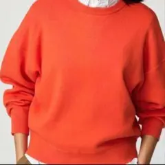 UNIQLO スムースコットンクルーネックセーター オレンジ XL