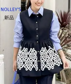 新品 NOLLEY'S ノーリーズ レース付きペプラムベスト ジレ ビスチェのサムネイル