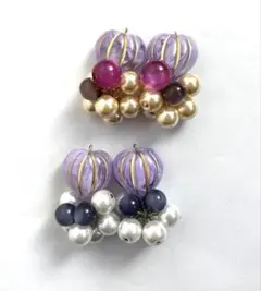 ハンドメイド オリジナルパーツ 韓国ビーズ 手染め 鈴丸 パール チャーム