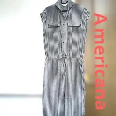 ❤美品【Americana 】 ストライブ　ノースリーブ オールインワンピース！のサムネイル